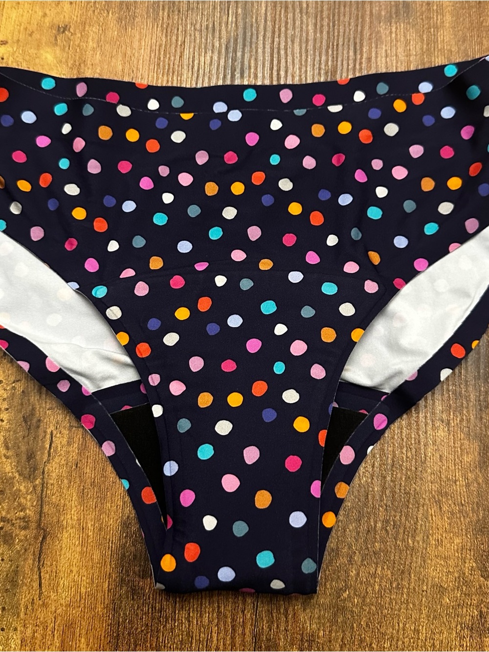 knix Period Navy Bikini with Multicolor Polka Dots